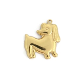 Vintage Puppy Dog Animal Charm Pendant 18K Yellow Gold, 1.14 Grams