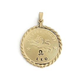 Vintage Leo Lion Zodiac Pendant Charm 13K Yellow Gold, 3.08 Grams