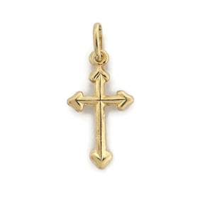 Vintage Cross Religious Pendant Charm 18K Yellow Gold, 1.19 Grams