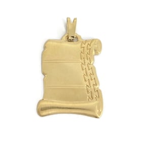 Vintage Parchment Scroll Pendant Charm 18K Yellow Gold, 4.73 Grams