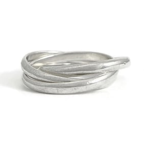 Vintage Interlocking Rolling Rings Wedding Band 925 Sterling Silver, 6.91 Grams