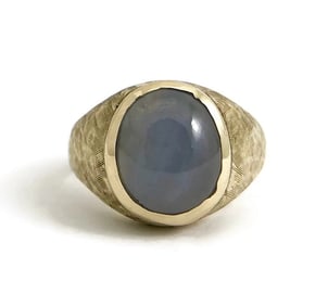 Vintage 1960's Handmade Oval Star Sapphire Ring 14K Yellow Gold, 11.95 Grams