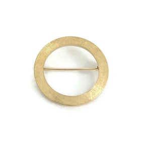 Vintage 1960's Circle of Life Brooch Pin 14K Yellow Gold, 2.97 Grams