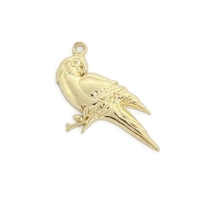 Vintage Parrot Bird Necklace Pendant Bracelet Charm 14K Yellow Gold, 1.59 Grams