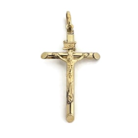 Vintage Crucifix Cross Religious Pendant Charm 10K Yellow Gold, 2.24 Grams