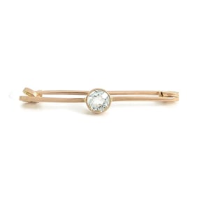 Antique Arts and Crafts Aquamarine Long Brooch Pin 9K Rose Gold, 2.29 Grams