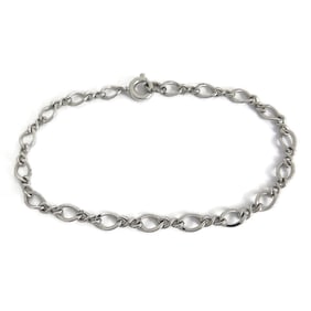 Vintage Open Curb Chain Link Bracelet Sterling Silver, 7 Inches, 3.26 Grams