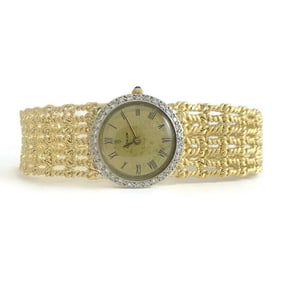 Vintage Corum Diamond Bezel 18K Yellow Gold Watch, 24 mm, .32 CTW, 46.90 Gr