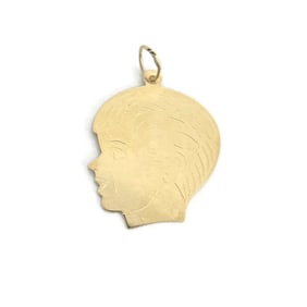 Vintage 1950's Leonard Boy Necklace Pendant Charm 14K Yellow Gold, 3.18 Grams