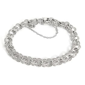Vintage Elco Open Curb Chain Link Bracelet for Charms Sterling Silver, 16.20 Gr