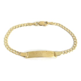 Vintage ID Nameplate Curb Chain Bracelet 14K Yellow Gold, 2.88 Grams