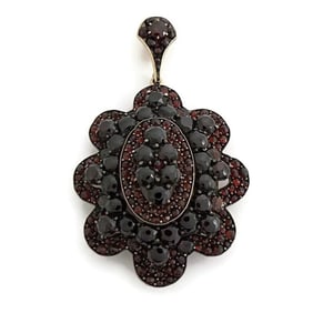 Antique Victorian Garnet Clear Back Photo Locket Pendant 9K Yellow Gold 15.86 Gr