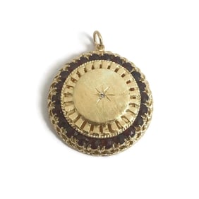 Vintage 1950's Red Spinel Gemstone Pendant Charm 13K Yellow Gold, 15.46 Grams