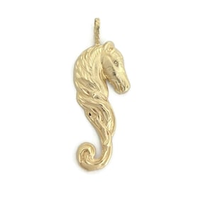 Vintage Seahorse Horse Necklace Pendant 14K Yellow Gold, 4.94 Grams