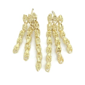 Vintage Multi Chain Dangle Drop Earrings 14K Yellow Gold, 4.47 Grams