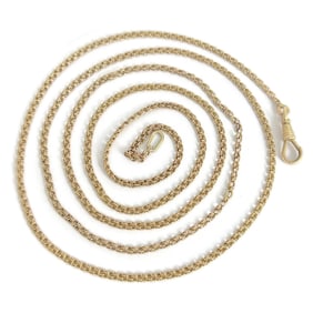 Antique Victorian Long Guard Chain Necklace 15K 13K Yellow Gold, 12.80 Grams