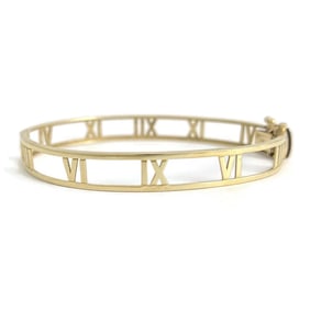 Vintage Roman Numeral Bangle Bracelet 14K Yellow Gold, 10.21 Grams