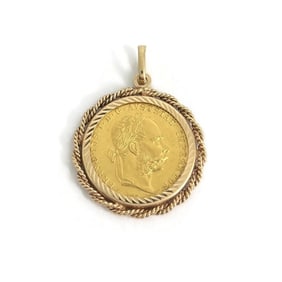 1915 Austrian Coin Franc Avstriae Imperator Pendant 24K Yellow Gold, 5.71 Grams