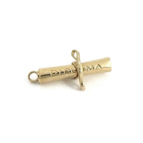 Vintage Diploma Graduation Charm Pendant 14K Yellow Gold, 2.47 Grams