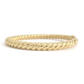 Vintage Italian Twisted Rope Bangle Bracelet 14K Yellow Gold, 32.36 Grams