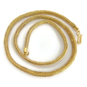 Vintage Woven Wheat Franco Chain Necklace 22K Yellow Gold, 20.5 Inches, 46.82 Gr