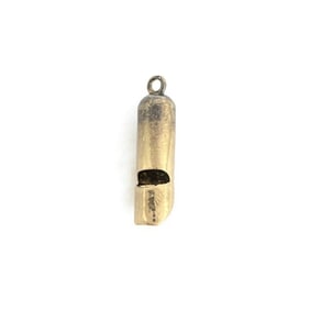 Antique Whistle Necklace Pendant Bracelet Charm 10K Yellow Gold, .88 Grams