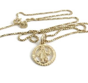 Vintage Arborist Tree Pendant Necklace 10K Yellow Gold 16 Inches, 2.44 Grams