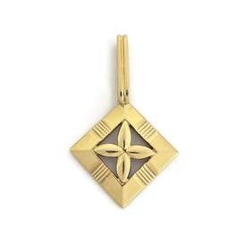 Vintage Drop Star Flower Necklace Pendant 18K Yellow Gold, 5.39 Grams