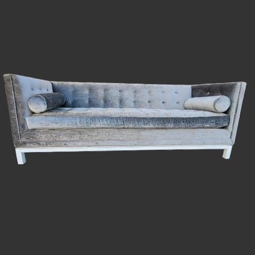 Lampert Charcoal Tufted Velvet Sofa by Jonathan Adler: Vintage from before 2000 Lampert Charcoal Tufted Velvet Sofa by Jonathan Adler This stunningly designed Lampert Sofa has all the perfect qualities-- the high tuxedo back gives it an elegant yet formal