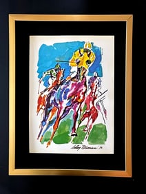 LEROY NEIMAN + HORSE RACING + CIRCA 1970'S + SIGNED PRINT FRAMED!