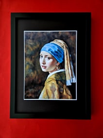 Hand-Signed Ltd Ed of 10 Giclée Girl with a Pearl Reimagined by Alexander Dulac