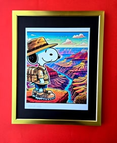 AIDAN FLUX | Hand Signed Print Framed Edition (69) COA SNOOPY AT GREAT CANYON