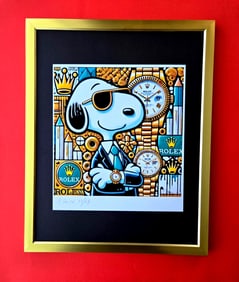 AIDAN FLUX | Hand Signed Print Framed Edition of 69 COA SNOOPY WEARS ROLEX