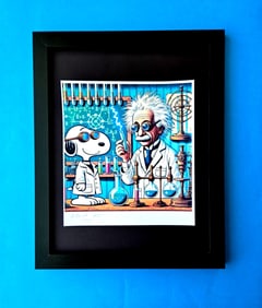 AIDAN FLUX | Hand Signed Print Framed LtdEd of 69 COA| SNOOPY AND EINSTEIN