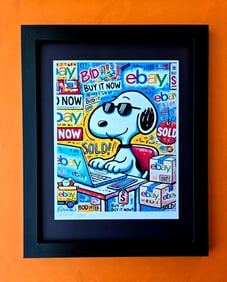 AIDAN FLUX | Hand Signed Print Framed LtdEd of 69 COA| SNOOPY SELLING AT EBAY