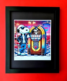 AIDAN FLUX | Hand Signed Print Framed LtdEd of 69 COA| SNOOPY JUKEBOX HEROE
