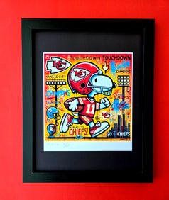 AIDAN FLUX | Hand Signed Print Framed LtdEd of 69 COA| SNOOPY CHIEFS QUARTERBACK