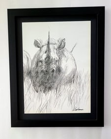 LeRoy Neiman " Rhino " Signed Pop Art Mounted and Framed