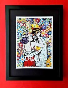 DEATH NYC Hand Signed Print Framed 16X12in COA NOT YOUR USUAL KISS MURAKAMI