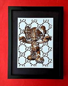 DEATH NYC Hand Signed Print Framed 16X12in COA MY LUXURIOUS GUCCI PET YOSHITOMO: This is a Stunning and Scarce 100% Authentic New Print by Death NYC Hand Signed and Numbered in Pencil by the Artist Limited Edition of 100 Print Size: About 10x8in Fine Art 300 gsm Paper Print is Bli