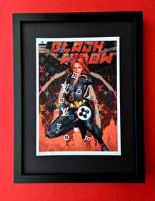DEATH NYC Hand Signed Print Framed 16X12in COA MY MARVEL HEROES BLACK WIDOW