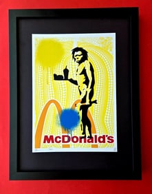 DEATH NYC Hand Signed Print Framed 16X12in COA "THE MCDONALD'S ARCHES SAINT"