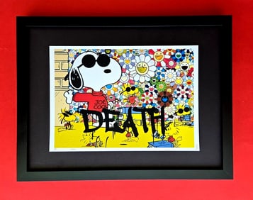 DEATH NYC Hand Signed Print Framed 16X12in COA "MURAKAMI MEETS JOE COOL"