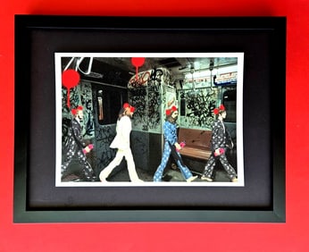 DEATH NYC Hand Signed Print Framed 16X12in COA "THE BEATLES LUXURY TRANSIT"