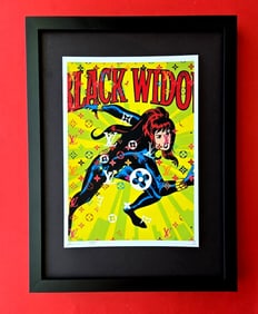 DEATH NYC Hand Signed Print Framed 16X12in COA "BLACK WIDOW DRIPS IN LV"