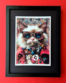 DEATH NYC Hand Signed Print Framed 16X12in COA "THE LUXURY CAT"