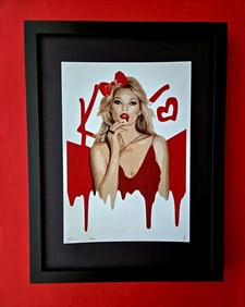DEATH NYC Hand Signed Print Framed 16X12in COA "RED HOT KATE"