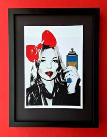 DEATH NYC Hand Signed Print Framed 16X12in COA "KATE MOSS VS. THE SYSTEM"