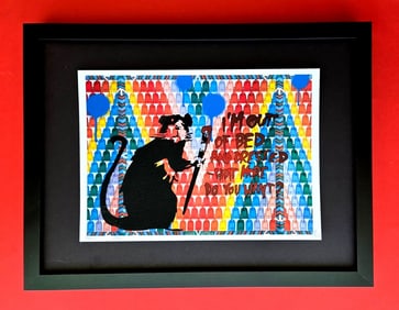 DEATH NYC Hand Signed Print Framed 16X12in COA THIS IS NOT A SIMPLE BANKSY RAT