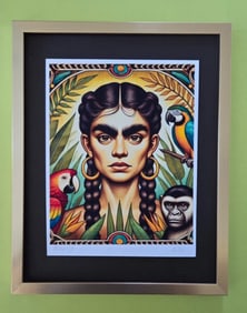 AIDAN FLUX | Hand Signed Authentic Ltd ED of 10 Print Framed Frida Kahlo COA